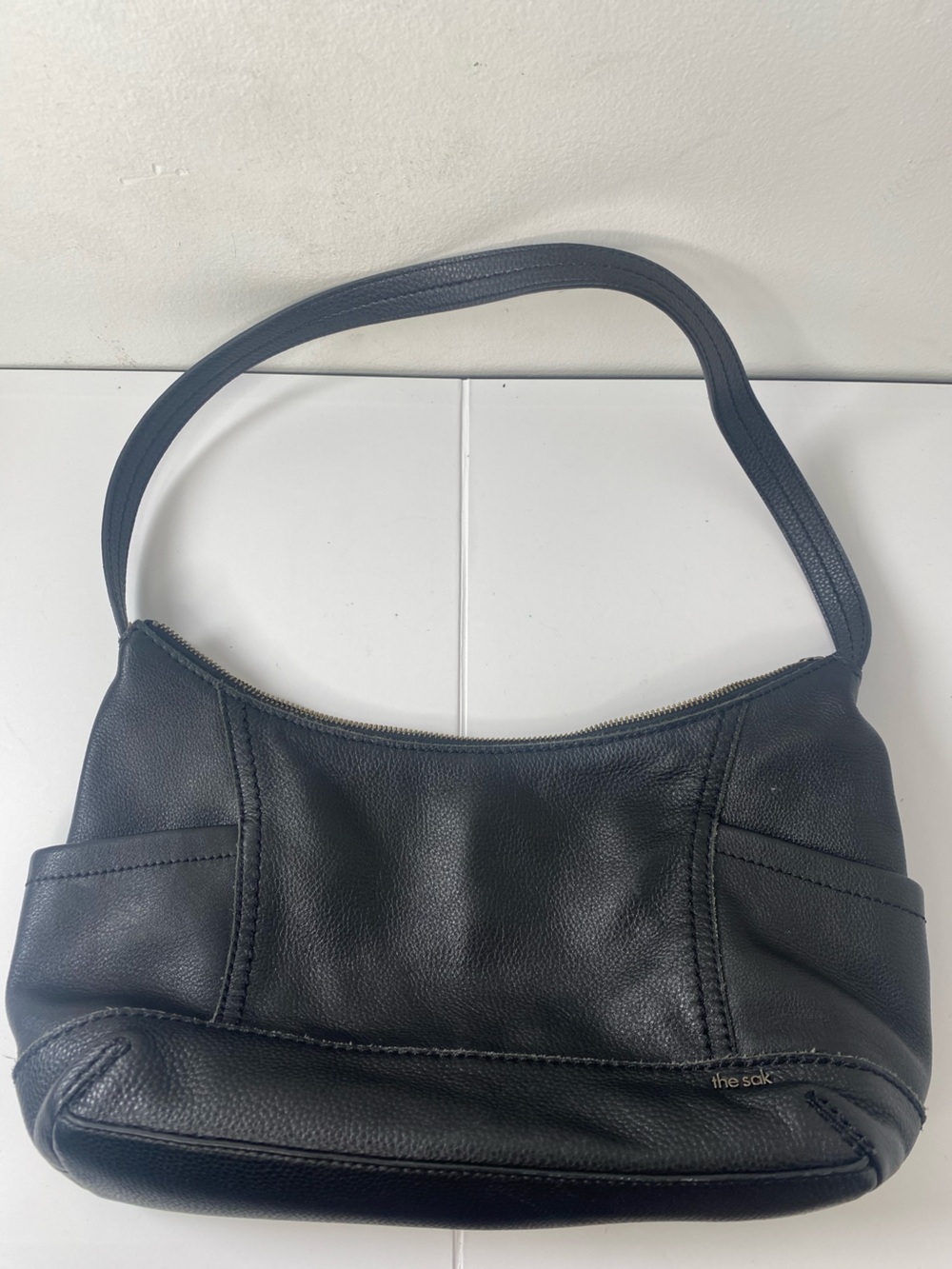 The Sak Beige/Tan Fabric Handbag Interior Black Leather Purse